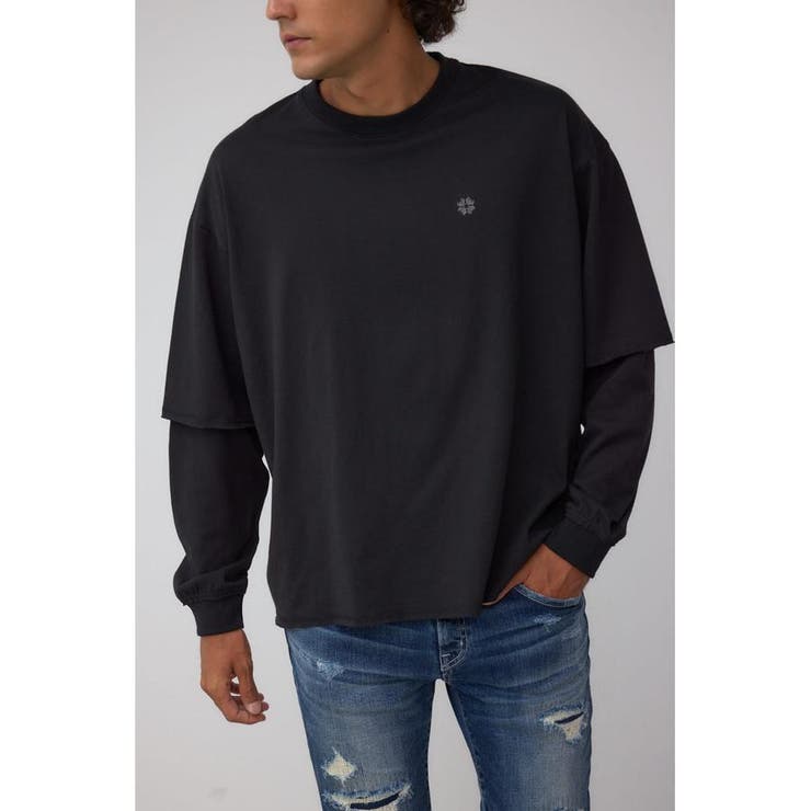 BLK | 微配色フェイクレイヤードロンT | AZUL BY MOUSSY