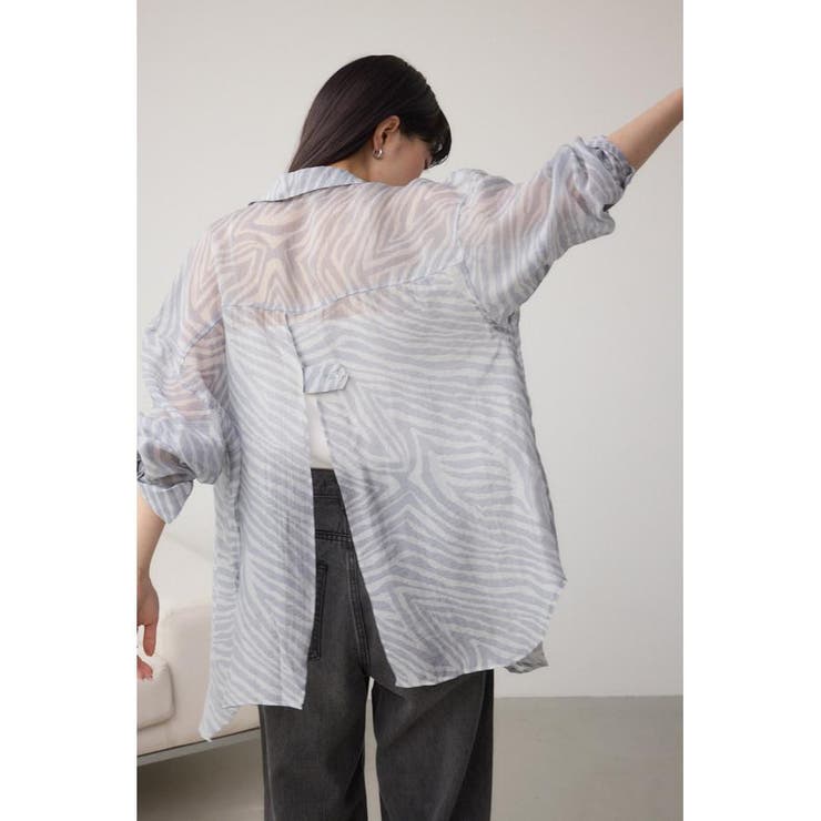 バックスリット総柄シアーシャツ | AZUL BY MOUSSY | 詳細画像2 