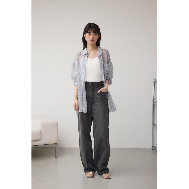 バックスリット総柄シアーシャツ | AZUL BY MOUSSY | 詳細画像3 