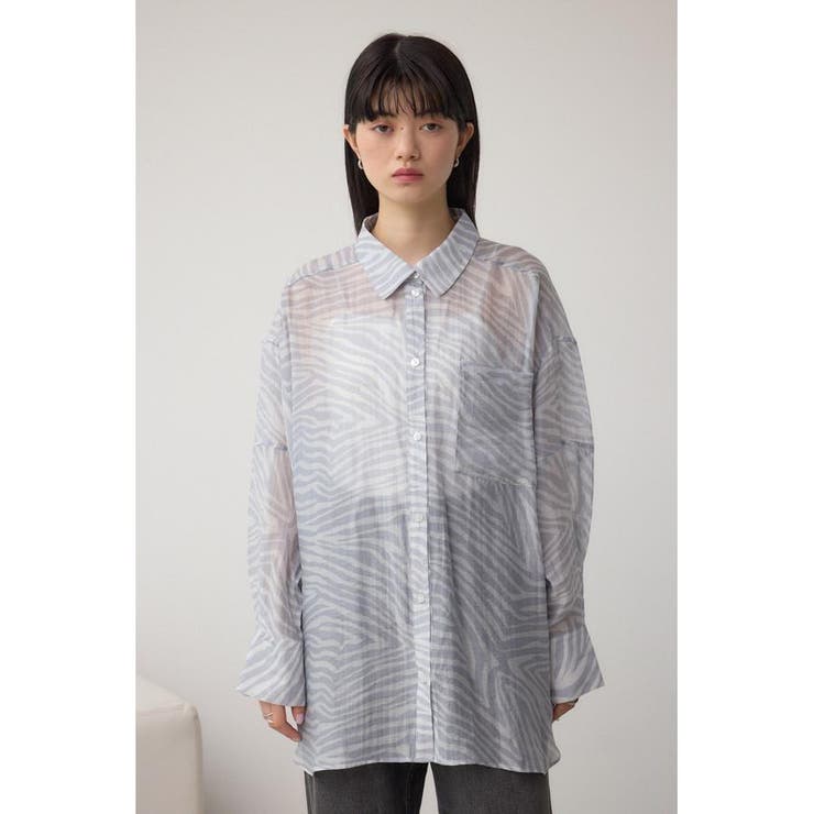 バックスリット総柄シアーシャツ | AZUL BY MOUSSY | 詳細画像4 