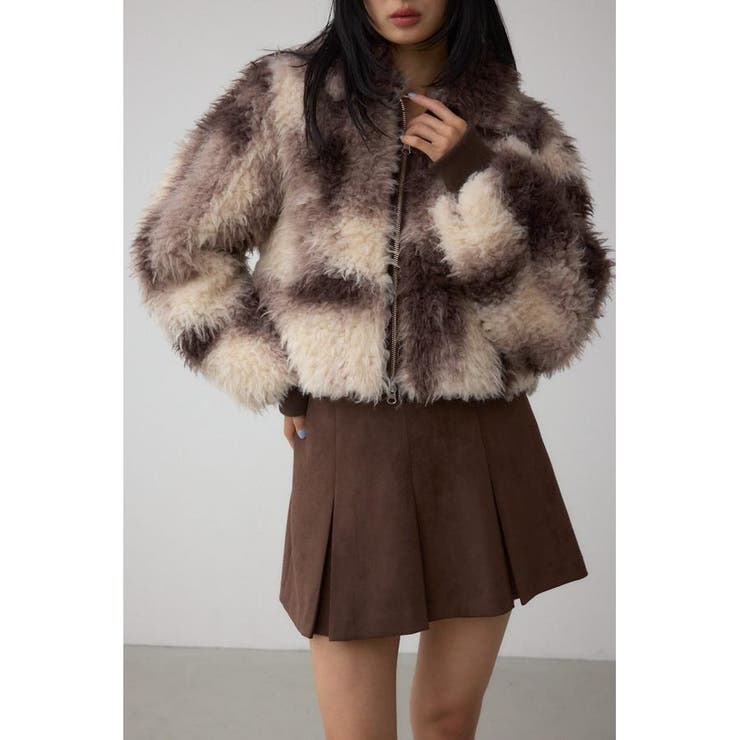 柄BRN5 | カーリーボアショートブルゾン | AZUL BY MOUSSY