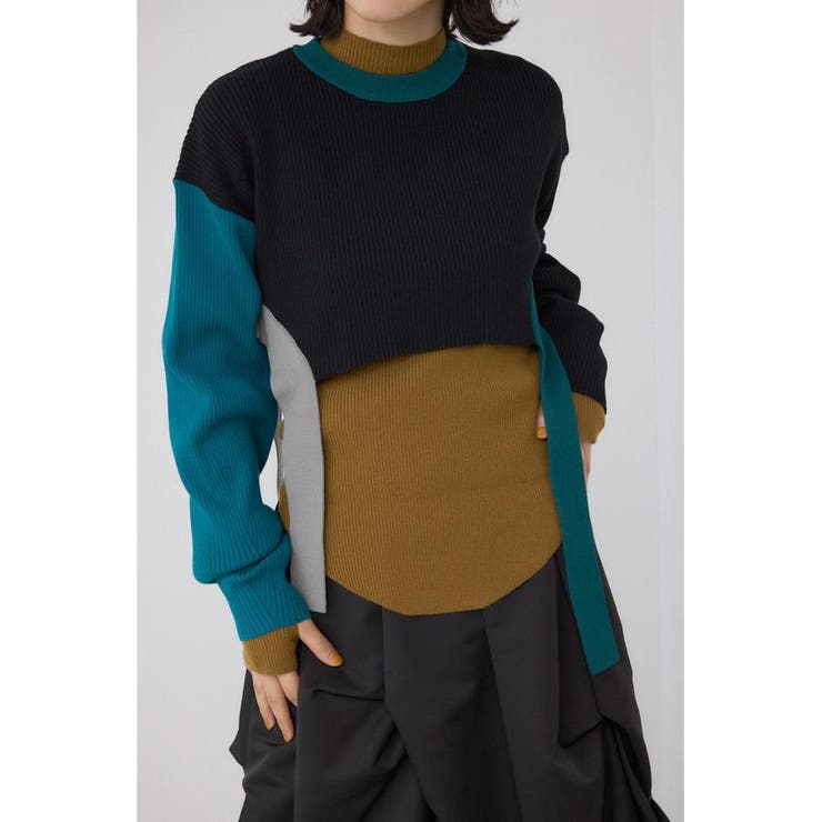 BLK | パネルドレープレイヤードセットニット | AZUL BY MOUSSY