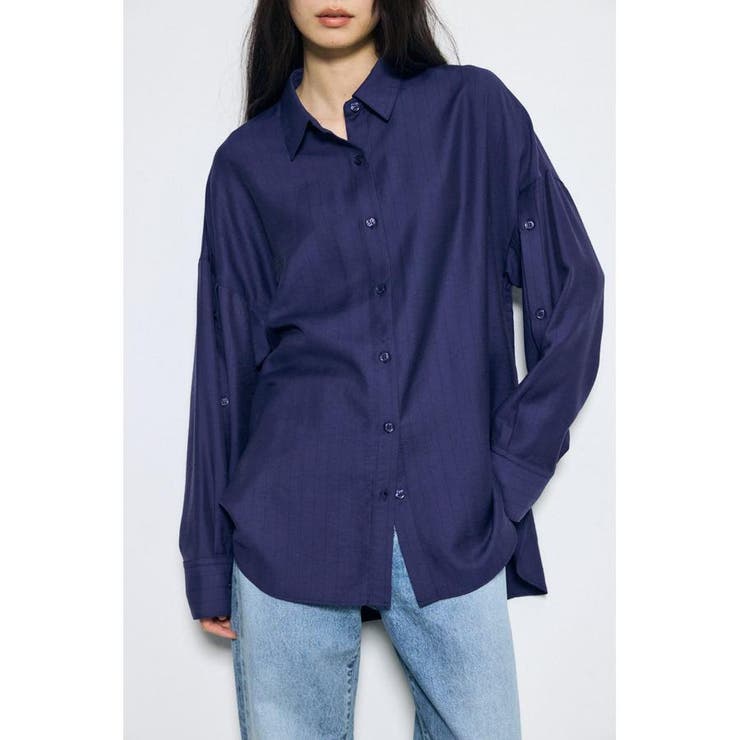 スリーブボタンストライプシャツ | AZUL BY MOUSSY | 詳細画像32 
