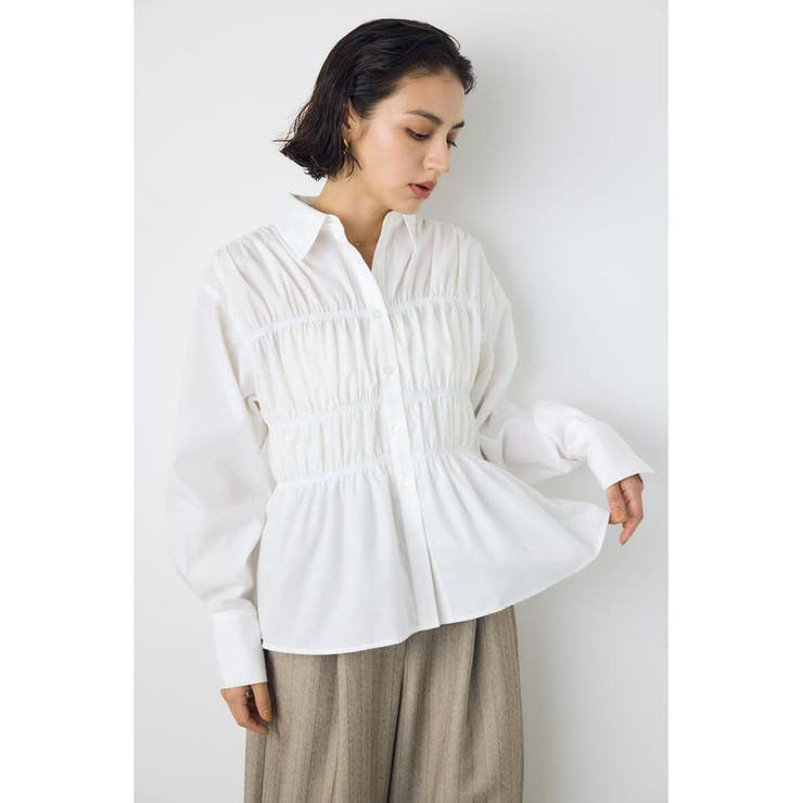 シャーリングデザイン長袖シャツ | AZUL BY MOUSSY | 詳細画像1 