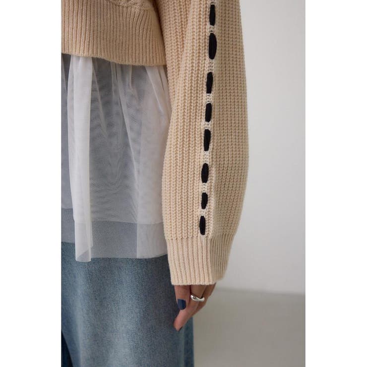 ステッチデザインケーブルニット | AZUL BY MOUSSY | 詳細画像10 