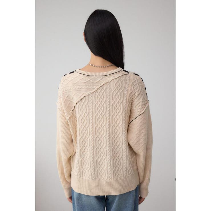 ステッチデザインケーブルニット | AZUL BY MOUSSY | 詳細画像13 