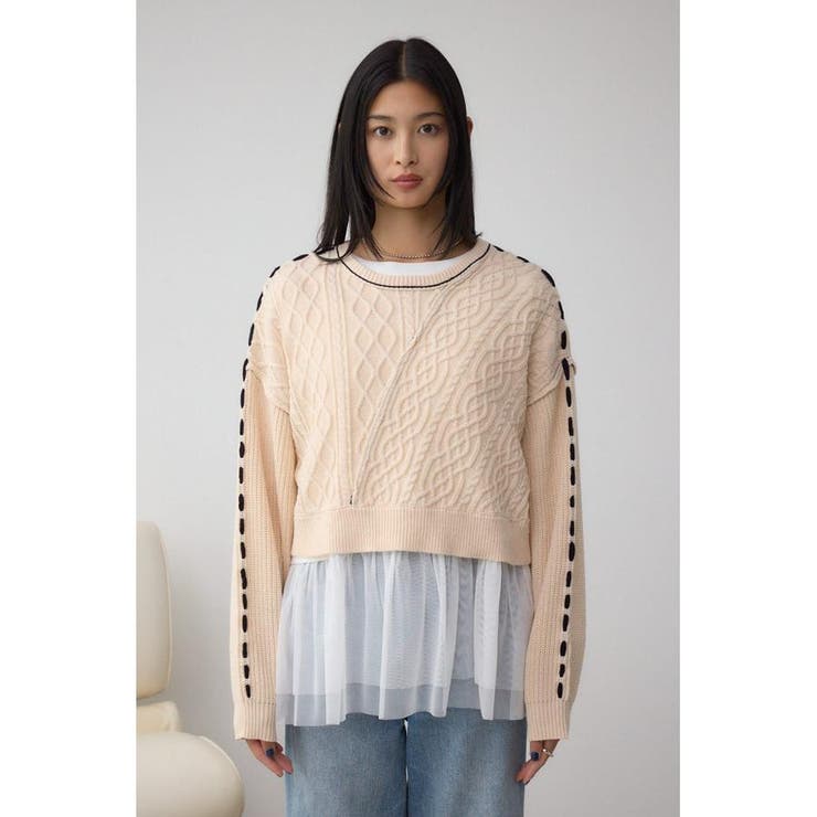 ステッチデザインケーブルニット | AZUL BY MOUSSY | 詳細画像5 
