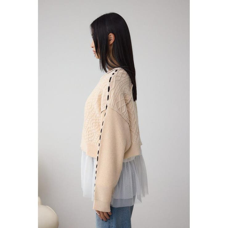 ステッチデザインケーブルニット | AZUL BY MOUSSY | 詳細画像6 