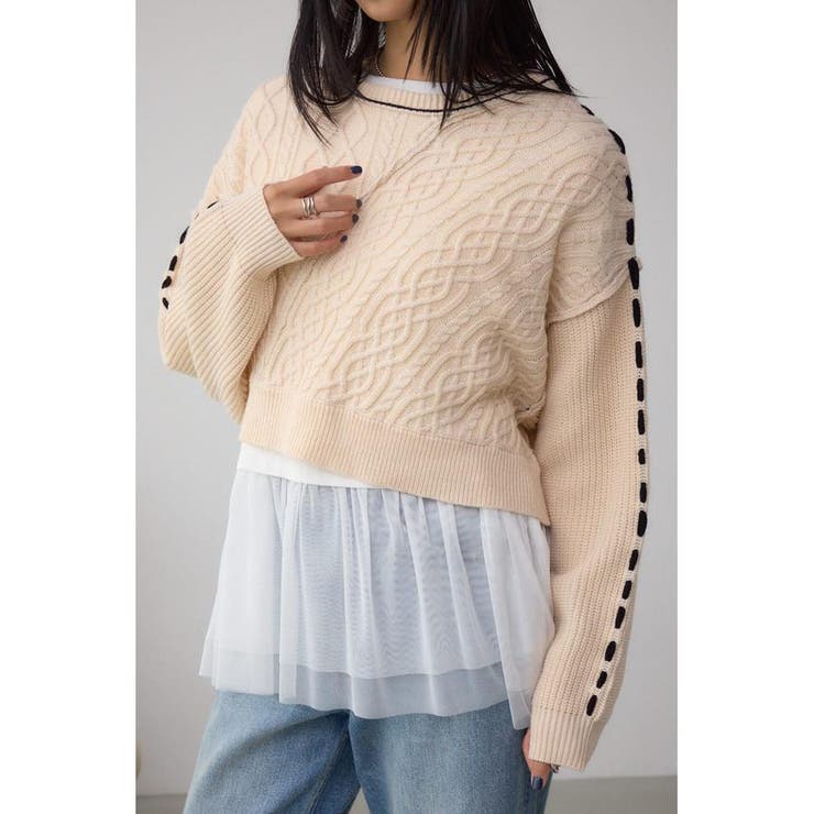 IVOY3 | ステッチデザインケーブルニット | AZUL BY MOUSSY