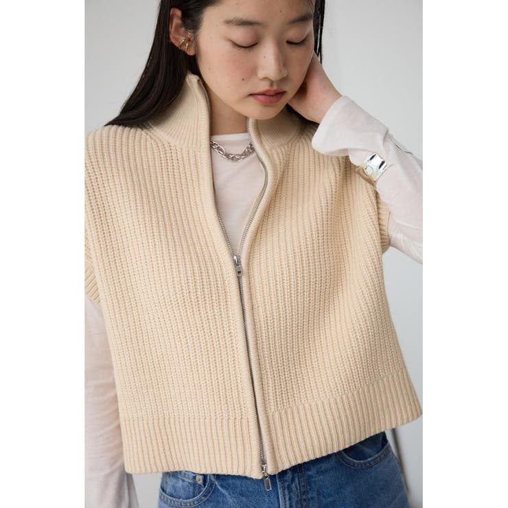 ジップアップニットベスト | AZUL BY MOUSSY | 詳細画像1 