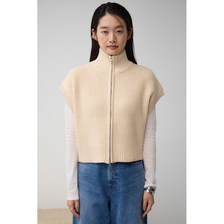 ジップアップニットベスト | AZUL BY MOUSSY | 詳細画像4 