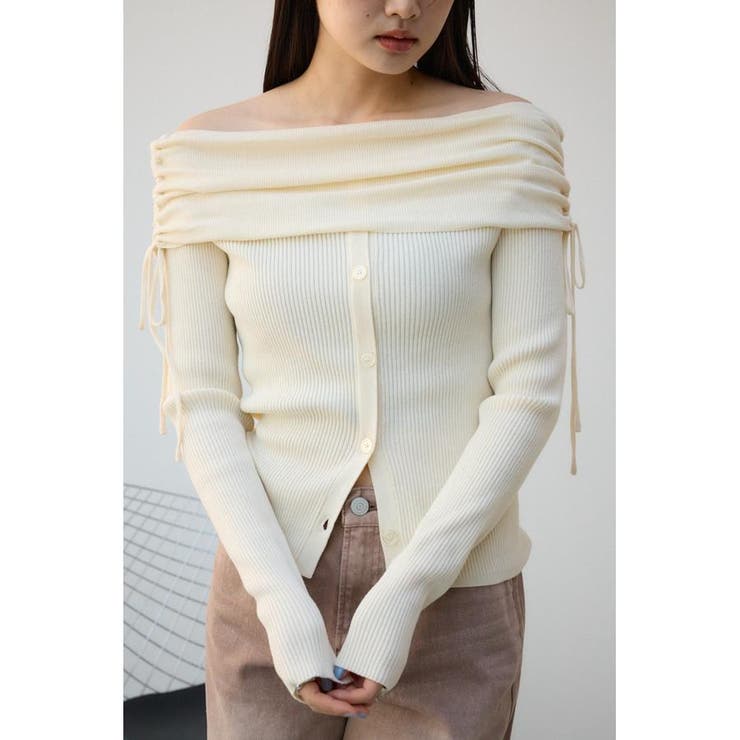 IVOY3 | ギャザーオフショルダーニットトップス | AZUL BY MOUSSY