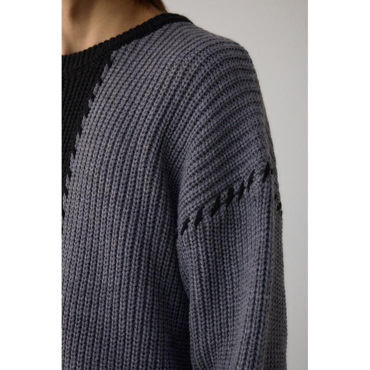 スウィッチングブランケットステッチニット | AZUL BY MOUSSY | 詳細画像21 