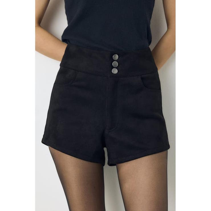 フェイクスエードハイウエストボタンショートパンツ | AZUL BY MOUSSY | 詳細画像3 