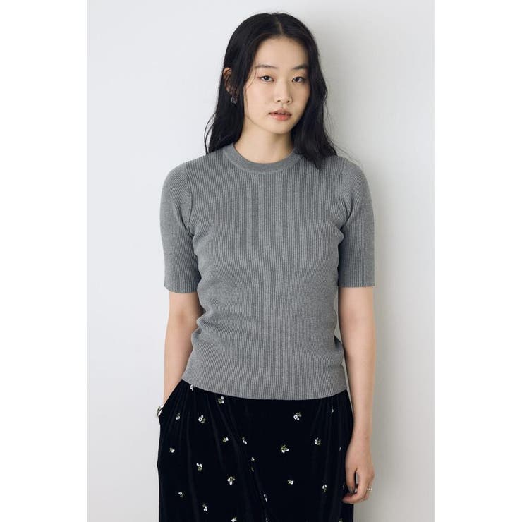 T.GRY | ハーフスリーブクルーネックニットトップス | AZUL BY MOUSSY