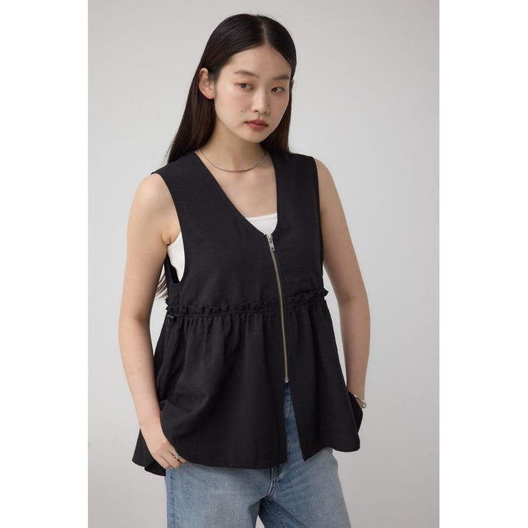 ジップペプラムサイドドロストベスト | AZUL BY MOUSSY | 詳細画像3 