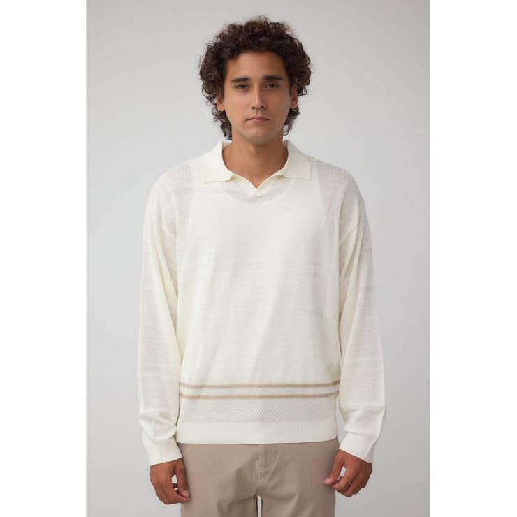 編地変化長袖ニットポロ | AZUL BY MOUSSY | 詳細画像5 