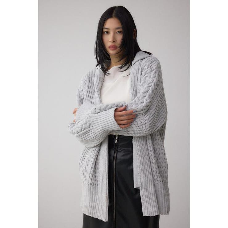 L/GRY1 | マットモールフードトッパーカーデ | AZUL BY MOUSSY