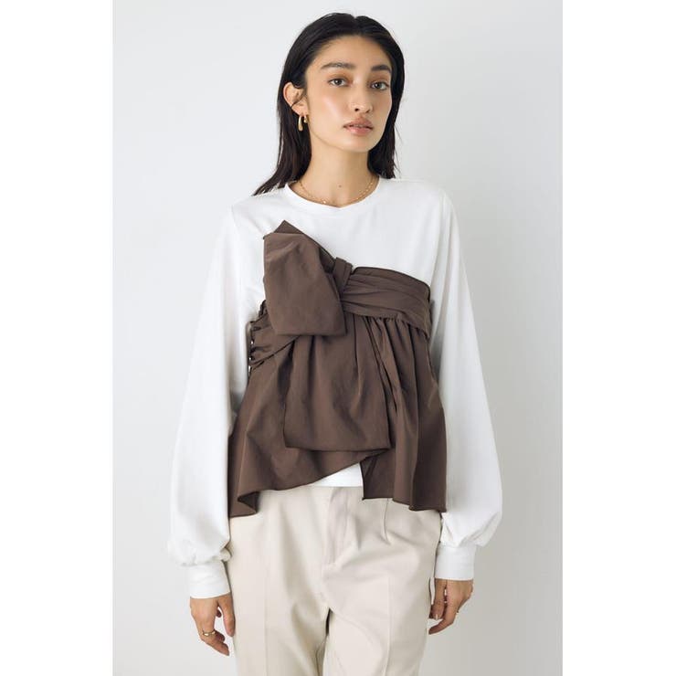BRN | アシンメトリービスチェドッキングトップス | AZUL BY MOUSSY