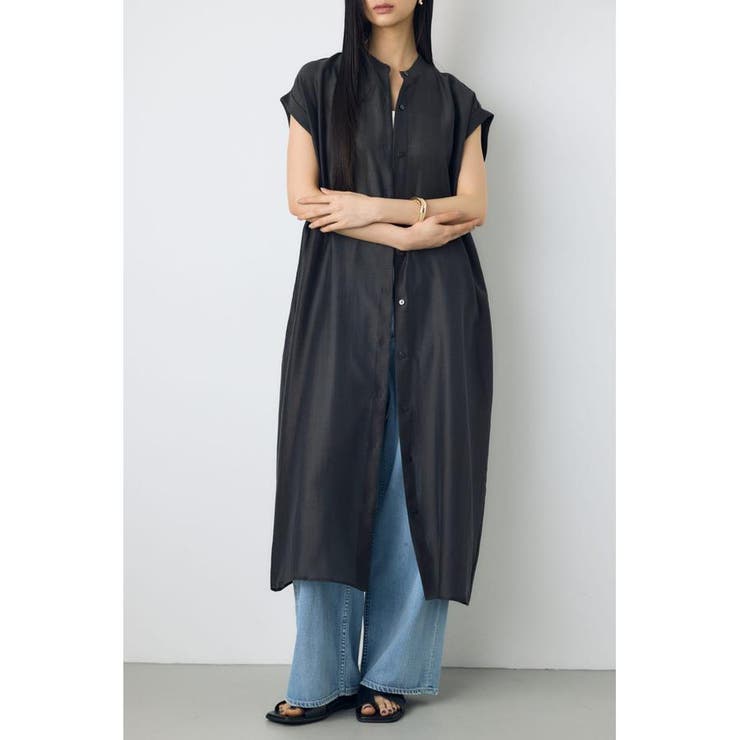 フレンチスリーブロングシャツワンピース | AZUL BY MOUSSY | 詳細画像1 