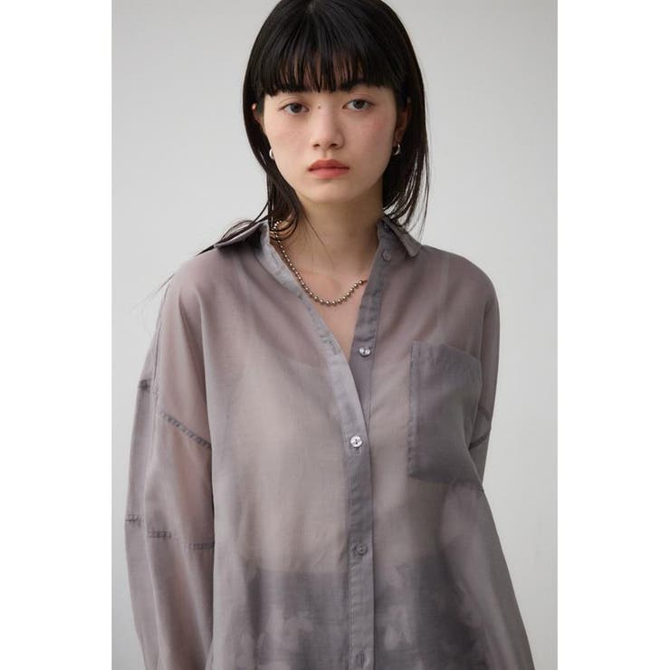 GRY | バックスリットシアーオーバーシャツ | AZUL BY MOUSSY