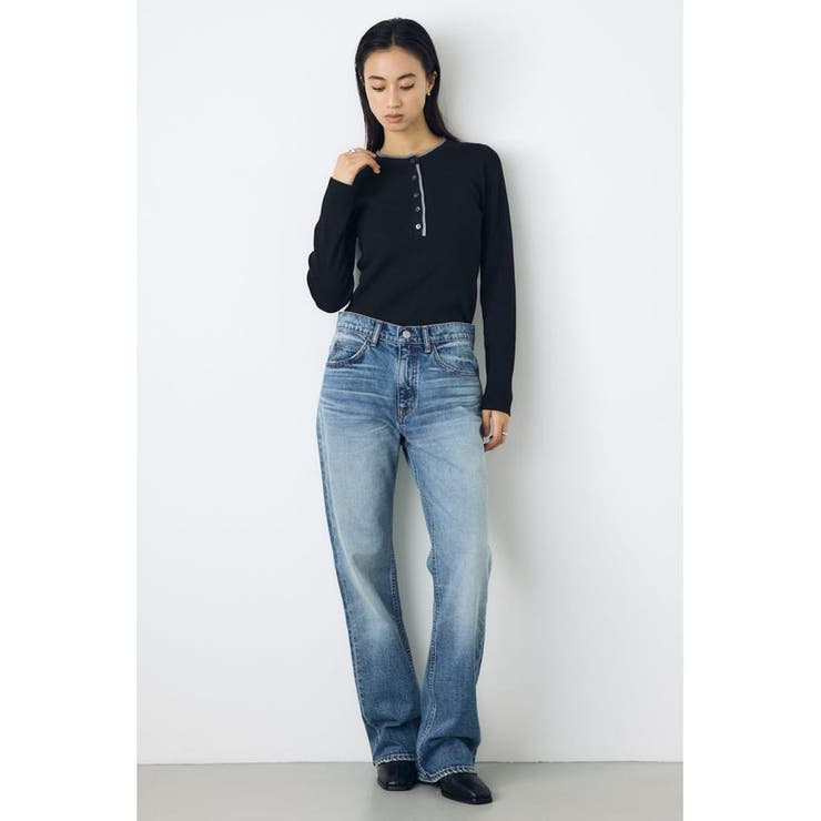 格上げ ヘンリーネックデザインニットトップス | AZUL BY MOUSSY | 詳細画像12 