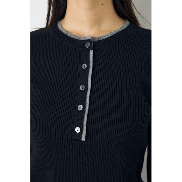 格上げ ヘンリーネックデザインニットトップス | AZUL BY MOUSSY | 詳細画像13 