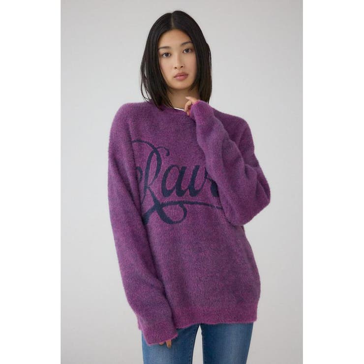 柄PNK5 | シャギーロゴニット | AZUL BY MOUSSY