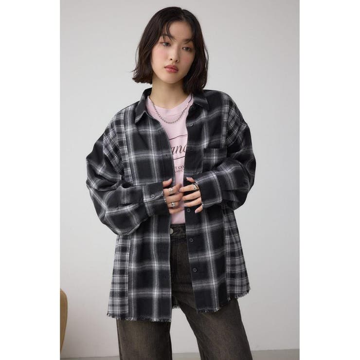 切替デザインチェックシャツ | AZUL BY MOUSSY | 詳細画像2 