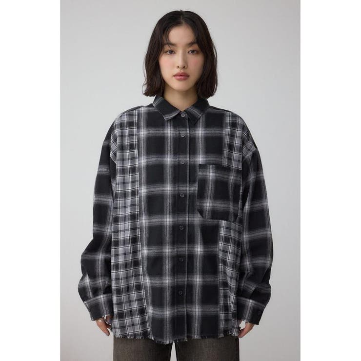 切替デザインチェックシャツ | AZUL BY MOUSSY | 詳細画像4 