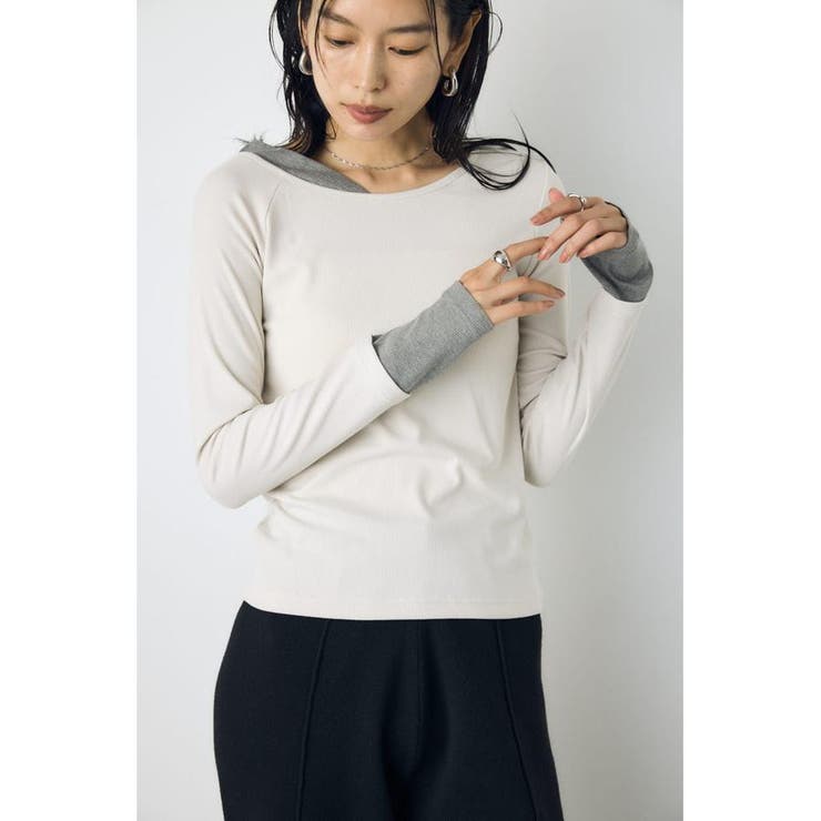 バイカラー長袖トップス | AZUL BY MOUSSY | 詳細画像1 