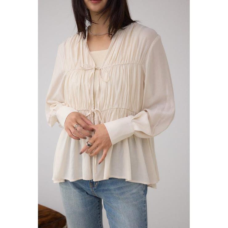 フロントリボン長袖シャツカーディガン | AZUL BY MOUSSY | 詳細画像1 