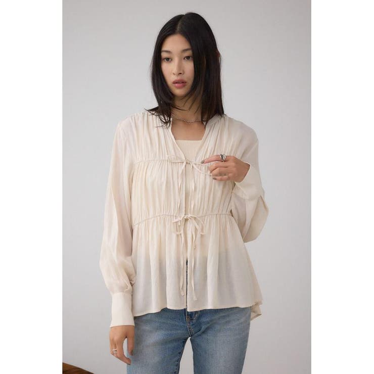 フロントリボン長袖シャツカーディガン | AZUL BY MOUSSY | 詳細画像3 