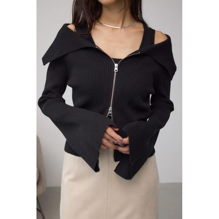 BLK | ジップアンサンブルニット | AZUL BY MOUSSY
