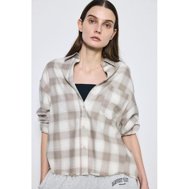 柄BEG5 | アーバンチェックフリンジショートシャツ | AZUL BY MOUSSY