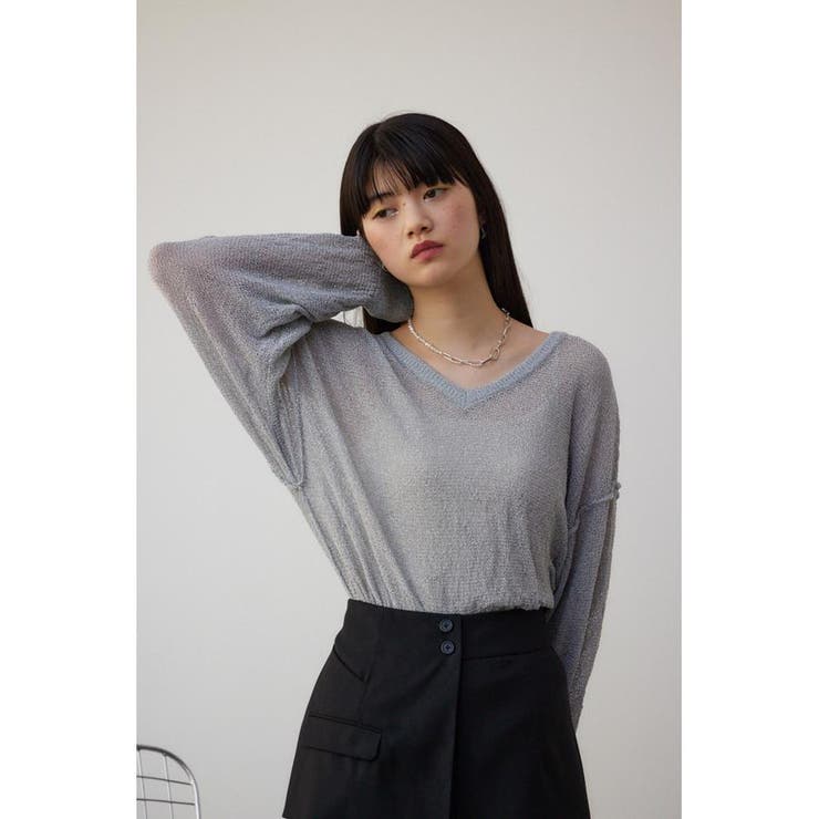 L/GRY1 | シアーグリッタールーズニット | AZUL BY MOUSSY