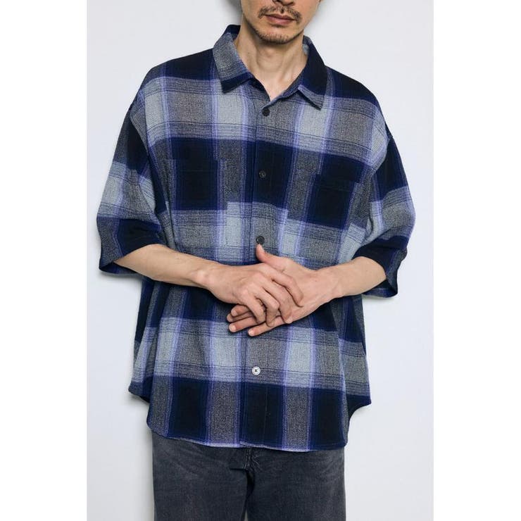 柄BLU5 | チェック半袖SH | AZUL BY MOUSSY