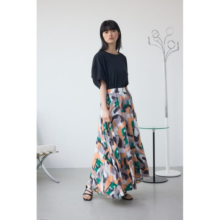 幾何学柄ギャザードロストスカート | AZUL BY MOUSSY | 詳細画像14 