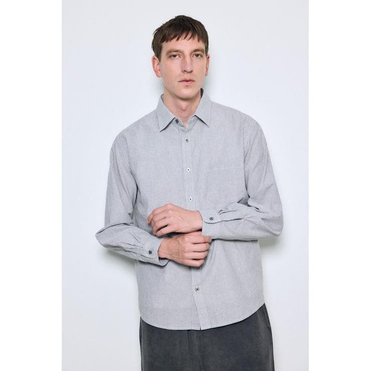 フレンチリネンCOOLMAXストライプシャツ | AZUL BY MOUSSY | 詳細画像25 