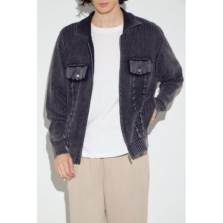 BLK | ヴィンテージウォッシュニットカーディガン | AZUL BY MOUSSY