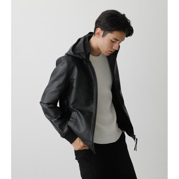 FAUX LEATHER DETACHABLE ジャケットmoussy マウジー 人気激安 MOUSSY（マウジー）の「FAUX LEATHER WEAR