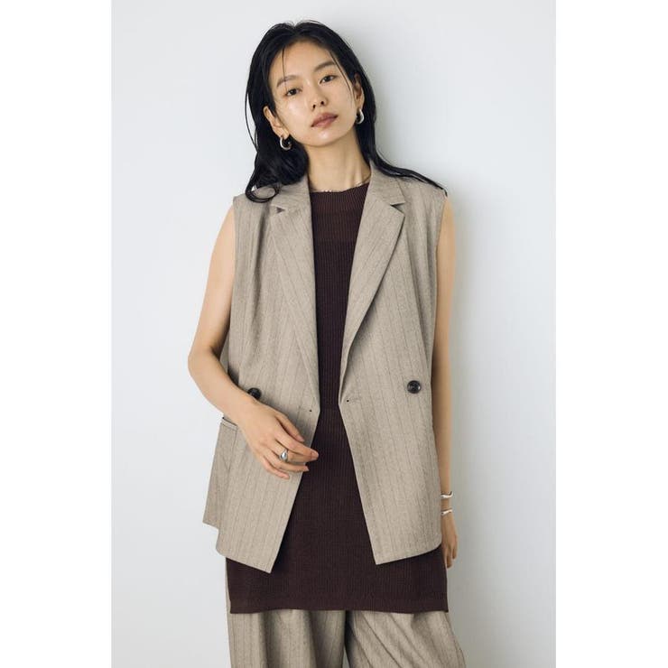 柄BEG5 | ストライプテーラードジレ | AZUL BY MOUSSY