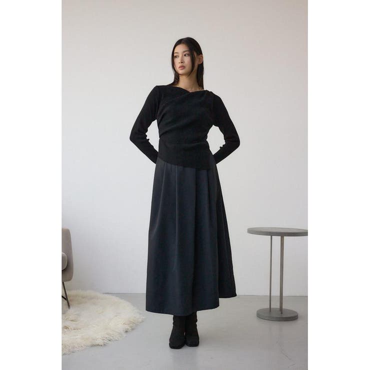 布帛ドッキングドレープニットワンピース | AZUL BY MOUSSY | 詳細画像3 