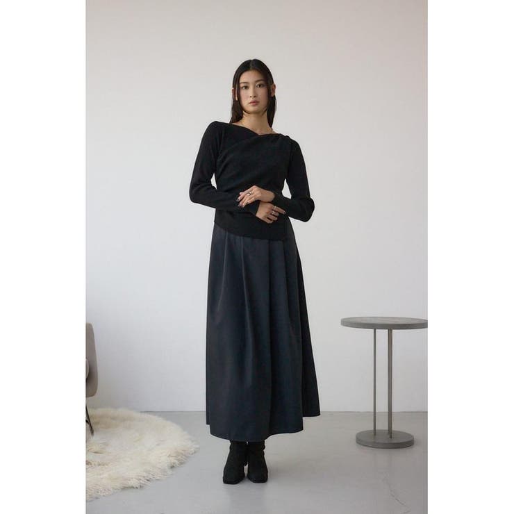 布帛ドッキングドレープニットワンピース | AZUL BY MOUSSY | 詳細画像4 