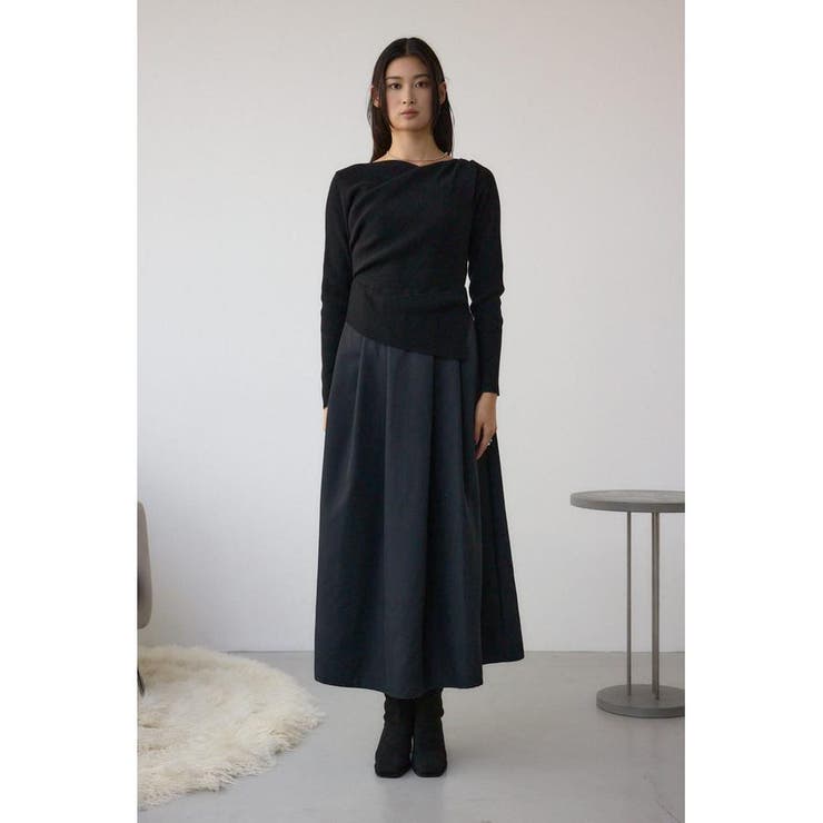 布帛ドッキングドレープニットワンピース | AZUL BY MOUSSY | 詳細画像5 