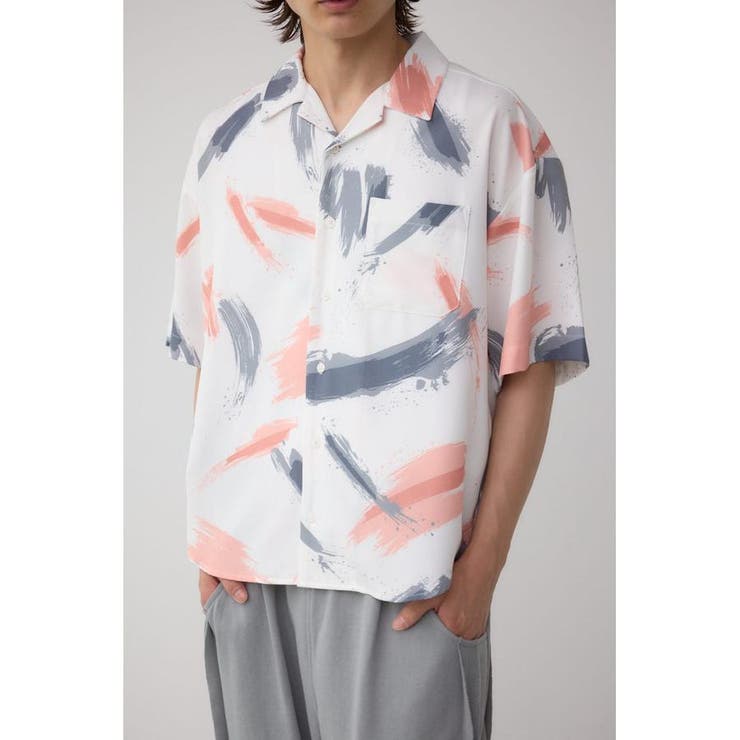 柄PNK5 | ジョーゼットプリント開襟シャツ | AZUL BY MOUSSY