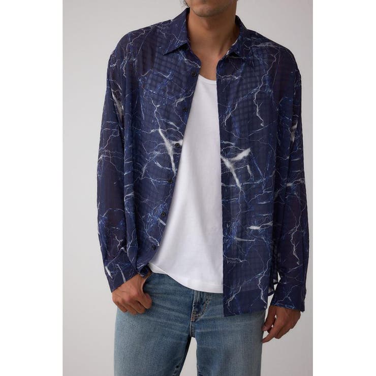 シアーマーブル総柄シャツ MENSメンズ