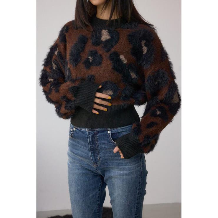 柄BRN5 | アソートパターンクルーネックニット | AZUL BY MOUSSY