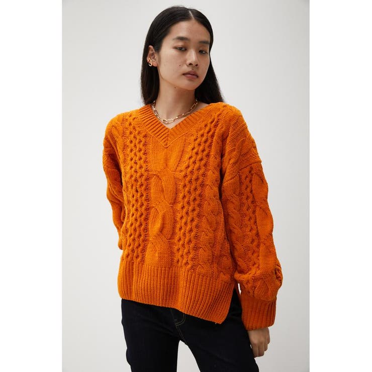 IVOY3】CHENILLE CABLE V/N KNIT TOPS[品番：AZLW0020309]｜AZUL