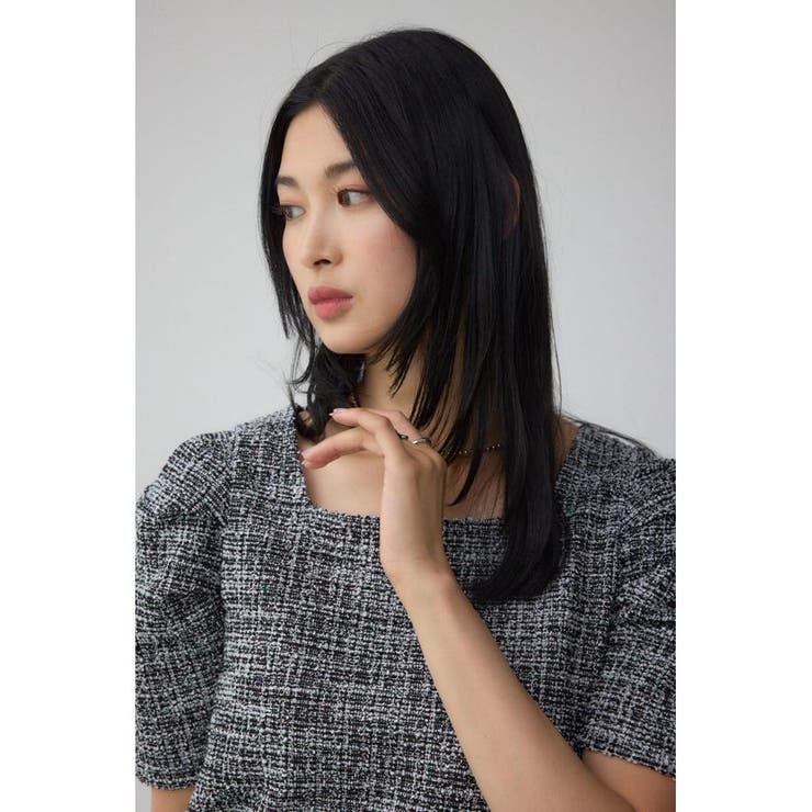 カットツイード袖ギャザートップス | AZUL BY MOUSSY | 詳細画像11 